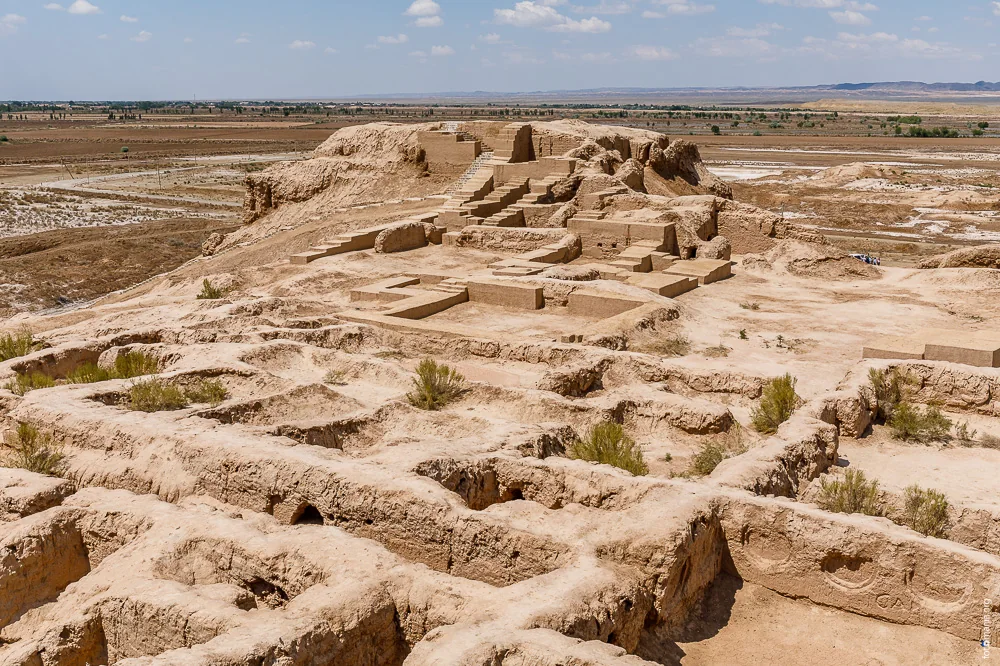 The mud-brick palace ruins and walls of Toprak Qala, ancient Khorezm