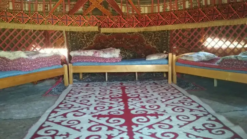 Interior of a traditional Uzbek yurt